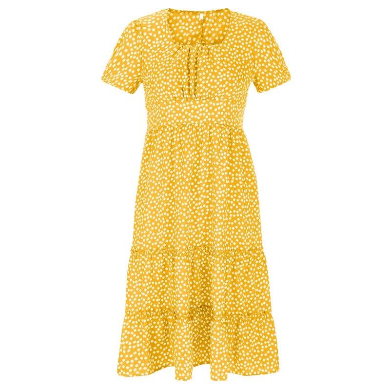 Повседневное платье с квадратным вырезом, французское пышное платье с короткими рукавами и принтом в горошек, женское летнее платье трапециевидной формы с тонкой талией, зеленое платье, длинный халат 24940