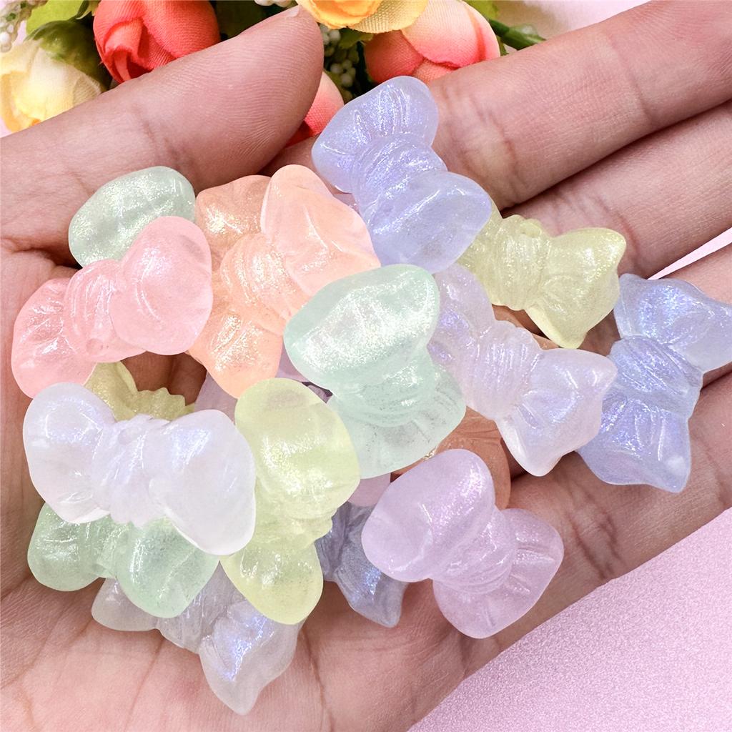 Home Party Supplies Jewelry Making Handmade Material 16.2*24.2mm Bow 20Pcs Acrylic Charms Colorful Exquisite Loose Beads With Hole DIY
