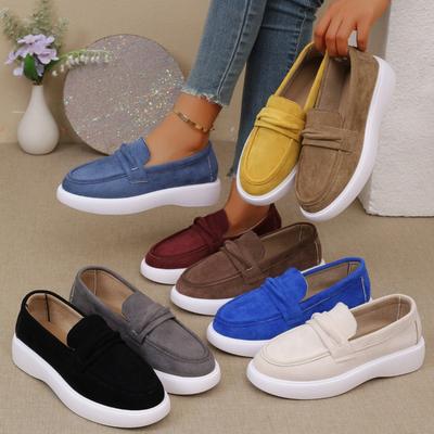 Новый стиль повседневных туфель-бобов на толстой подошве, на плоском каблуке, большого размера, которые можно надевать одной ногой и которые универсальны