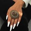 Retro Fashion Ring Creative Full Diamond Ring Adjustable Opening Ring Bohemian Ethnic Style Ring Fashion Ring