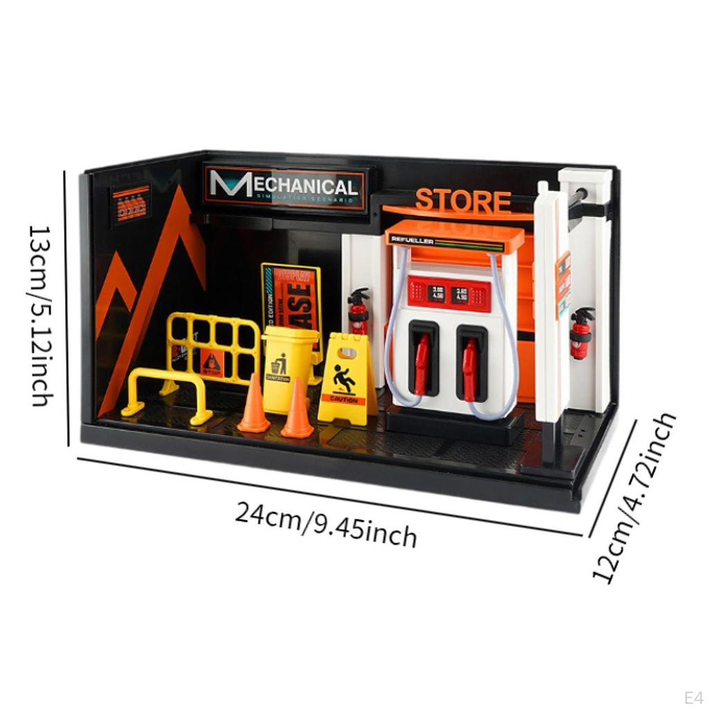 1/24 Диорама Модель гаража для автомобиля, Мастерская Сцена Модель для микроландшафта, Песочный стол,