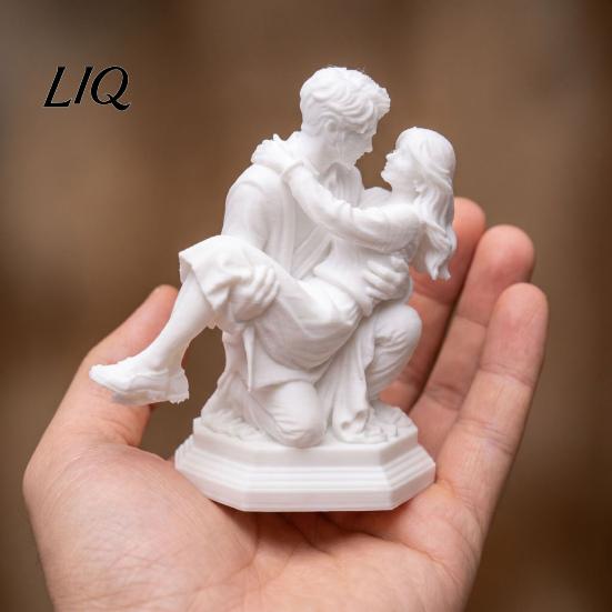 Высококачественная текстурированная фигурка, 3D-печатная скульптура пары, Фигурка принцессы на коленях, несущая кого-то, Романтическое искусство, Смоляной декор для стола, Слоистая уникальная фигурка на годовщину