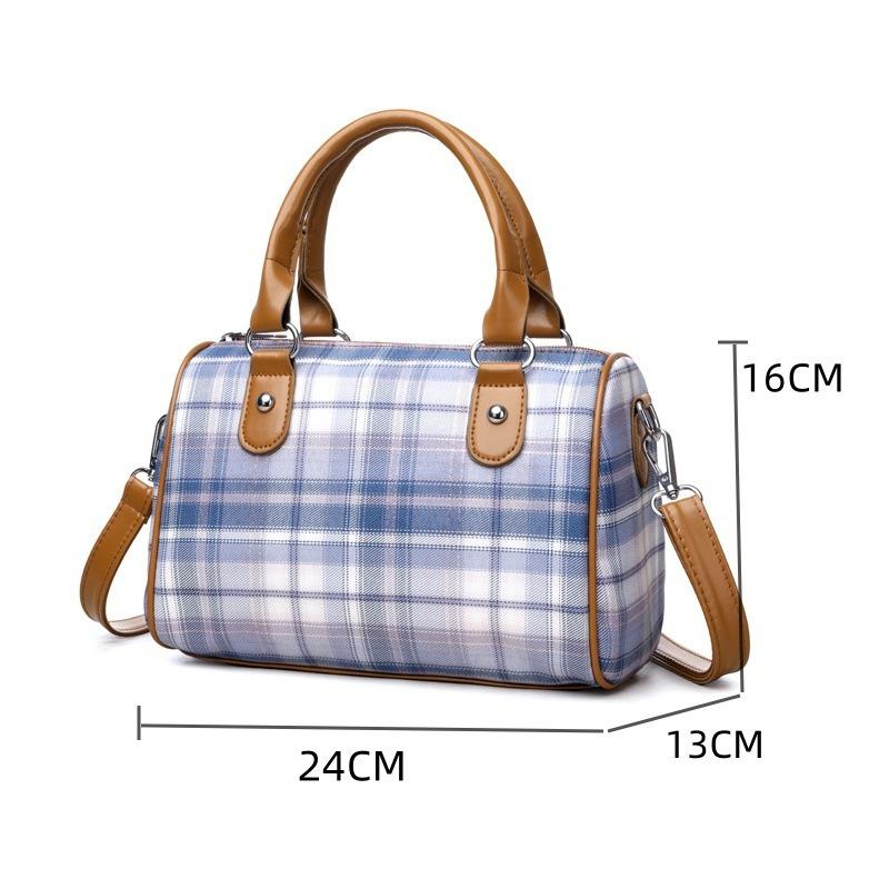 Модная женская сумка большой вместимости в клетку, новая сумка через плечо для колледжа в стиле кэжуал, многофункциональный рюкзак-бочонок