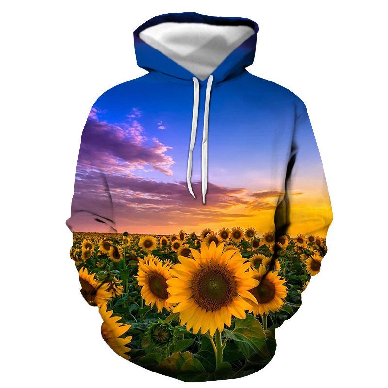 Модные толстовки с капюшоном с изображением подсолнуха, 3D-принт, женская уличная одежда, свободные свитера с капюшоном, толстовки с капюшоном для женщин