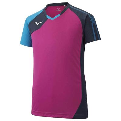 Mizuno Волейбольная игровая майка Ягодный розовый x Платье Темно-синий x Дива Размер L Размер (Короткий рукав) V2MA9001, Синий, (Япония Л)