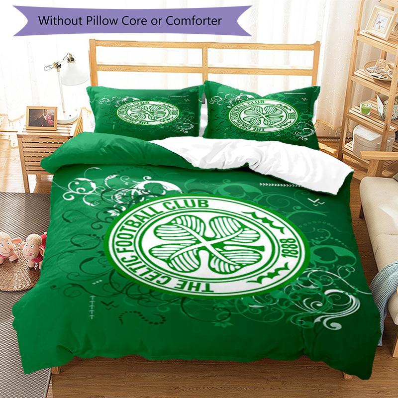 Celtic Football Club Crest Printed Pattern Duvet Cover Set – includes 1 duvet cover and 2 matching pillowcases Bedroom decor Christmas gifts