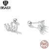 Bisaer 925 Sterling Silver Lightning Stud Earrings for Women Fashion Earrrings Jewerly Wedding Gift Sparkling Ear Studs
