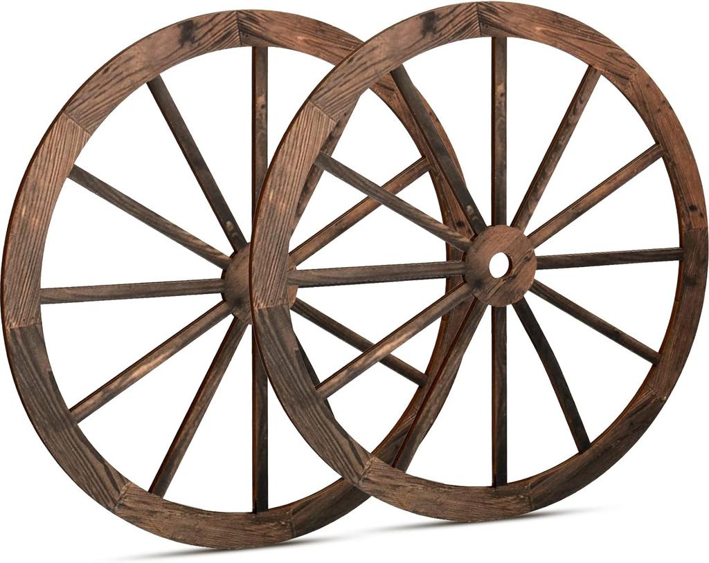 Western Cowboy Party Decorations Vintage Rustic Wagon Wheel Wood Cartwheel Decor for Bar Garage Indoor Outdoor