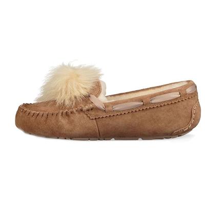 Туфли на плоской подошве Dakota Pom Pom Suede женские коричневые 1019015-CHE