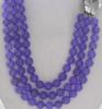Ожерелье из 3-рядных круглых нефритовых бусин AAA диаметром 8 мм фиолетового цвета с цветком-ракушкой