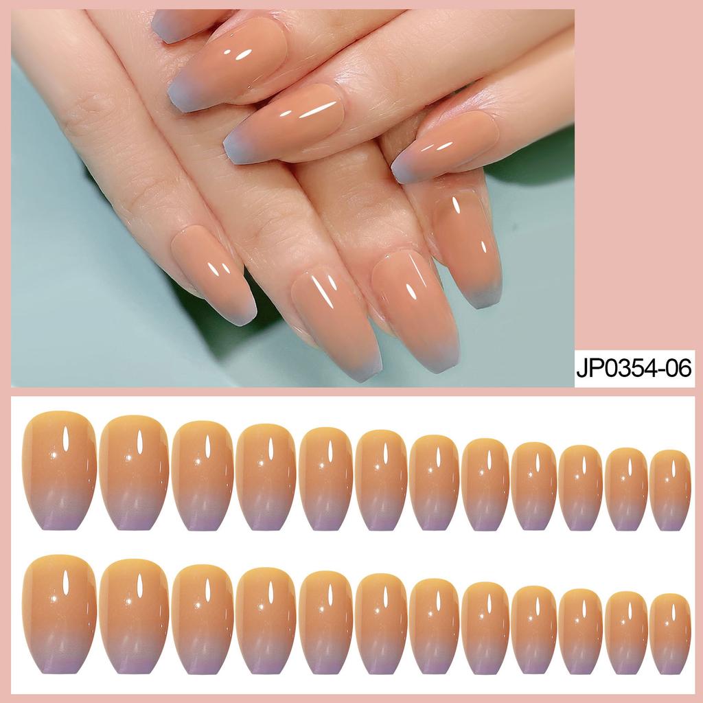 Nude Ice Through Khaki Gradual Change Short Wear Nail French Phototherapy Patch Nail Practice Full Sticker