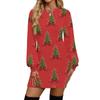 Женское модное повседневное платье с рождественским принтом, круглым вырезом и длинным рукавом