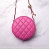 Spring new sheepskin small round cake bag, genuine leather small fragrant wind rhombus shoulder messenger bag, women's lipstick bag, women's bag