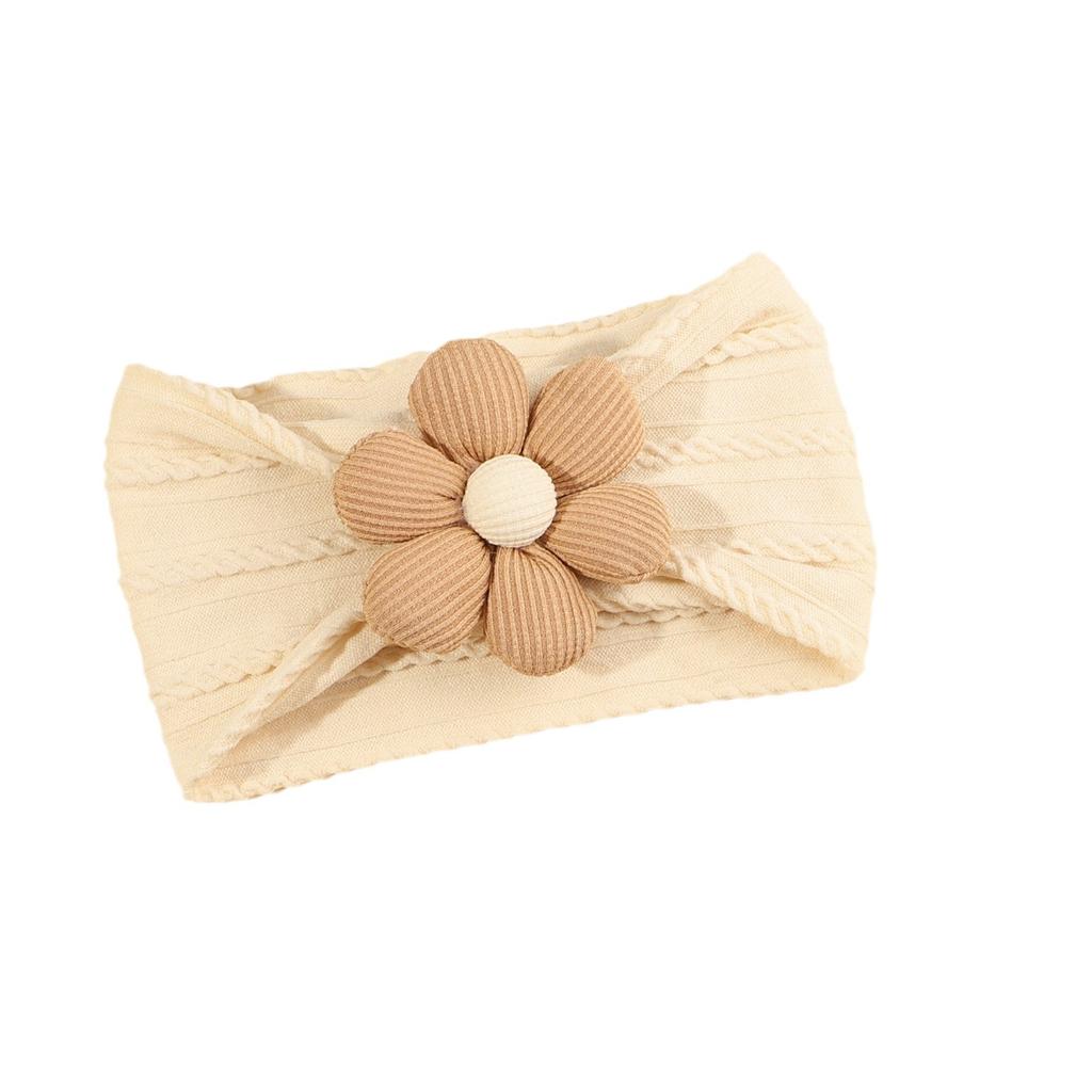 Children'S Hair Accessories Wool Filled Cotton Flower Bow Handmade Nylon Headband Milk Coffee Baby Headband