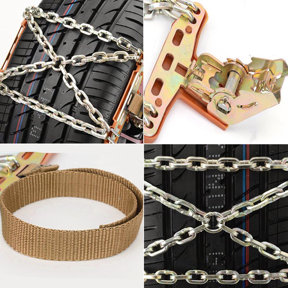 Зимняя противоскользящая цепь для автомобиля с толстой марганцевой стальной цепью, регулируемые автомобильные цепи противоскольжения, универсальная аварийная цепь для льда и грязи