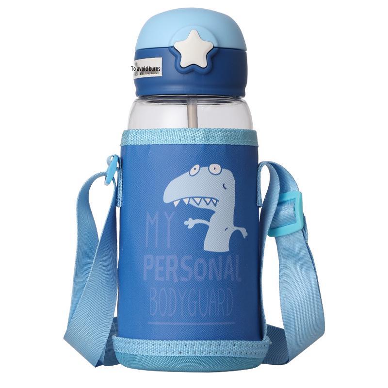 Мультяшный пластиковый стакан для воды с трубочкой-носиком для детей - Портативный и идеально подходит для школы