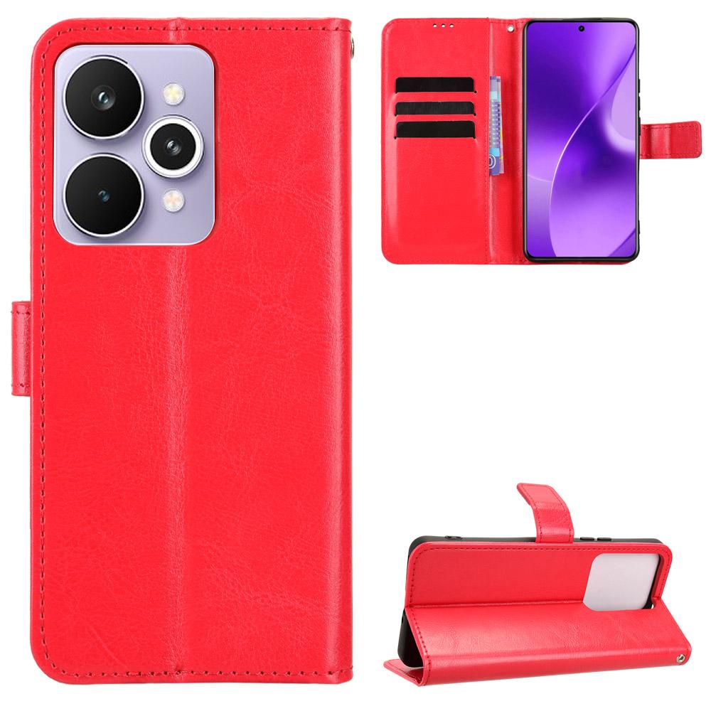 Для Realme 15 5G/Realme 15 Pro 5G Чехол из ПУ кожи с ремешком Текстура "Crazy Horse" Чехол-кошелек для телефона