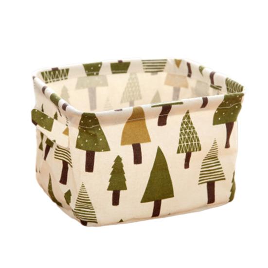 Складная корзина для хранения с ручками Водонепроницаемая Большая вместимость Хлопок Лен С принтом Многофункциональная Дом Офис