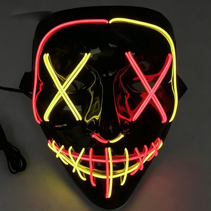 Japanese Kabuki Fox LED Mask Neon Light Up Full Face Mask Anime Cosplay Costume Halloween Carnival Festival Haunted House Props