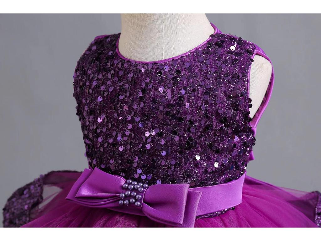 Красное платье принцессы с пайетками для девочек - Наряд для дня рождения, банкета и выступления