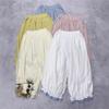 Japanese Wide Leg Pants Bloomers Summer Loose Casual Cropped Thin Elastic Waist Ruffles Women Pants