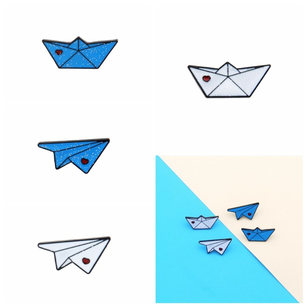 Boat Paper Plane Enamel Pins Dripping Oil Creative Childhood