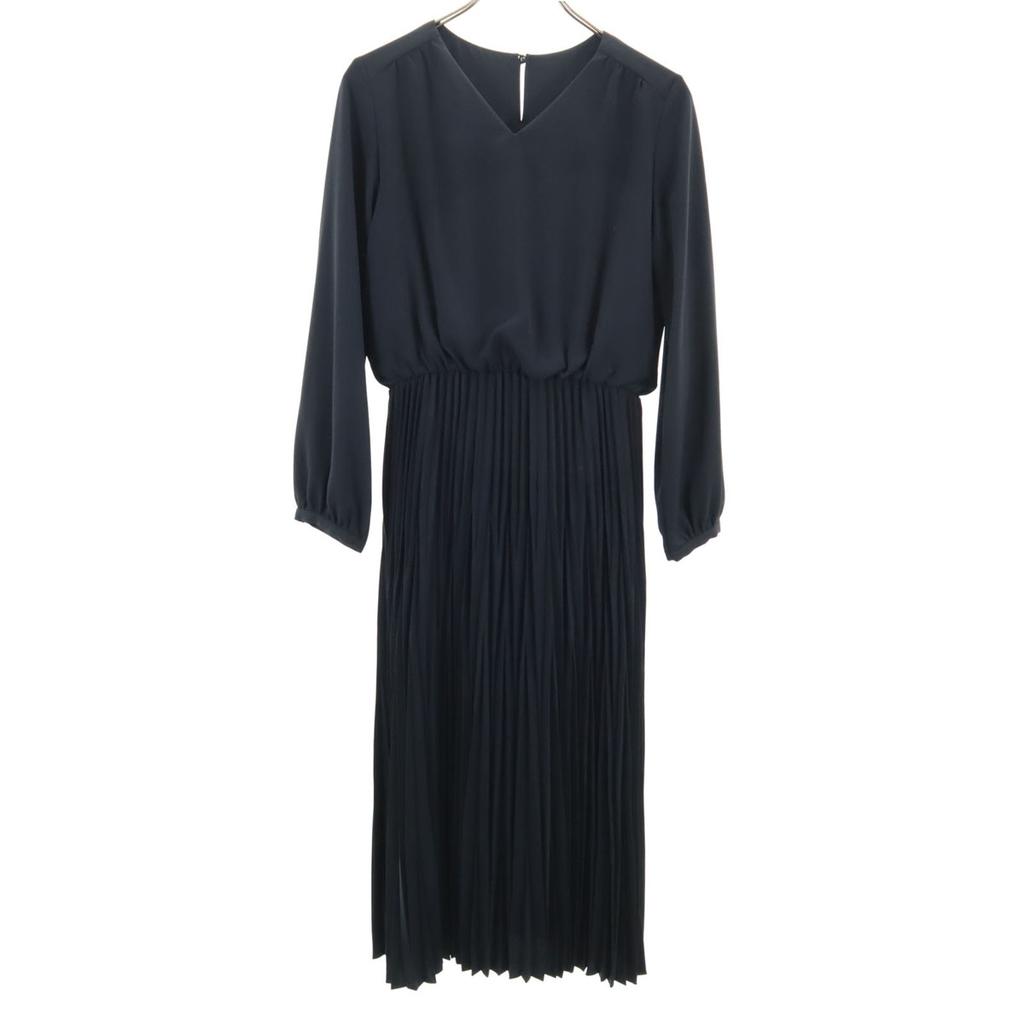 Green Label Relaxing Long Sleeve Pleated One Piece 38 Navy UNITED ARROWS Women Used