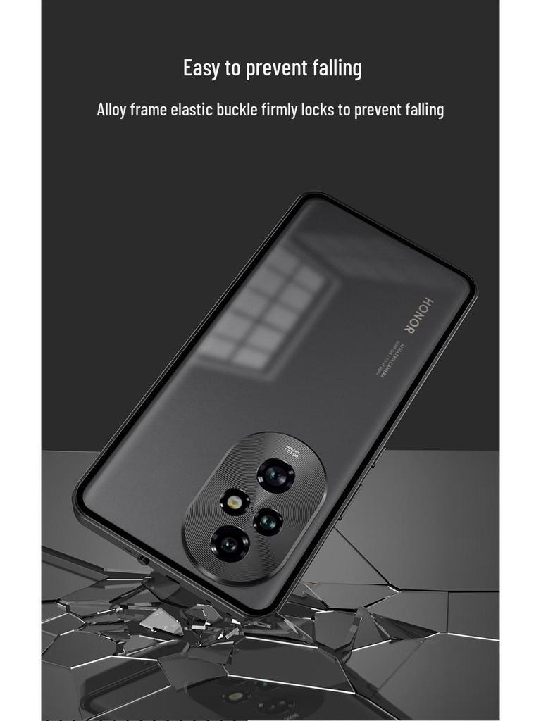 Чехол для телефона Honor 400pro с металлическим каркасом: Кнопка-защелка, Матовая задняя панель, Защитное зеркало.