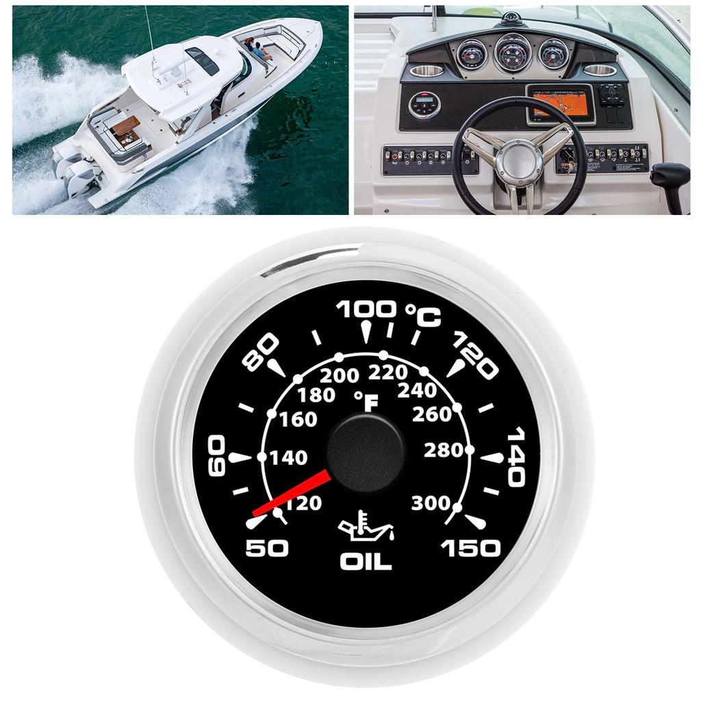 2in Digital Oil Temperature Gauge 361‑19Ohm 50‑150 celsius  Display 8 Colors Backlight Black Dial Silver Bezel