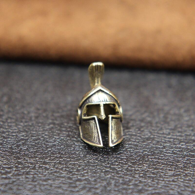 Roman Knight Warrior Helmet Knife Beads Lanyard Pendants Retro Brass Charms DIY Paracord Woven Bracelets Accessories EDC Outdoor