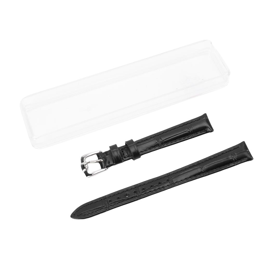 Кожаный ремешок для часов, водонепроницаемый, с тиснением под крокодила, черного цвета, кожаный браслет для замены часов 12x10