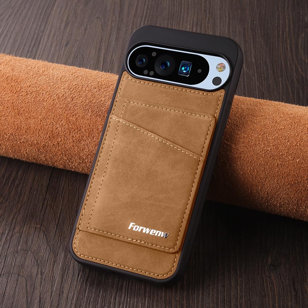 Для Google Pixel 9 8 Pro XL 8A 9A Чехол Ретро PU кожа Слот для карт Ударопрочная Подставка Задняя крышка