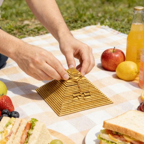 Wooden Pyramid Decryption Mystery Toy 3D Wooden Pyramid Puzzle Riddle Game Brain Teaser Educational Toy for Adults Teens