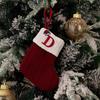 Haobei Red Knitted Christmas Stocking Ornament with Embroidered Lettering