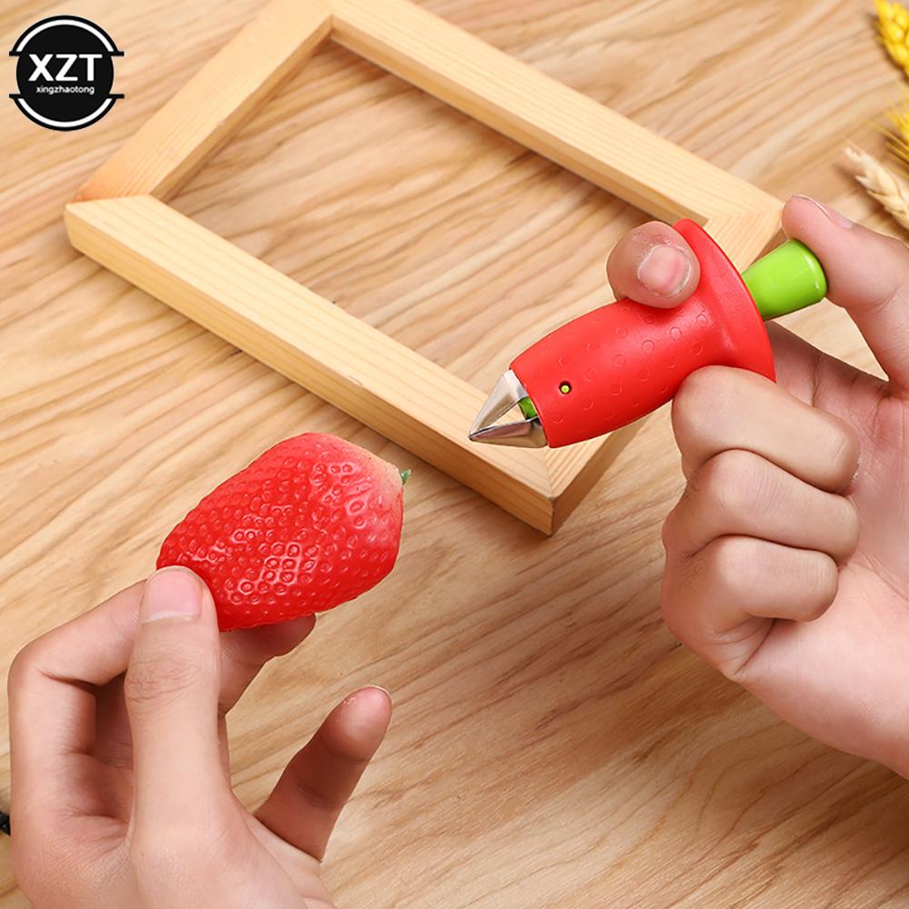 1 шт. Инструмент для удаления сердцевины клубники Металл Пластик Нож для фруктов Удаление стебля Маленький инструмент Приготовление салата торта Кухонные аксессуары