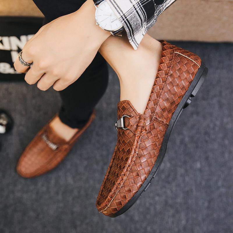 Модные мужские мокасины весна-осень-лето новые кожаные мужские кроссовки без застежек мягкие дышащие мужские туфли на плоской подошве