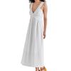 Women's Laced Embroidered Tulle Boho Dress Casual Loose Adjustable Straps Bib Maxi Dress