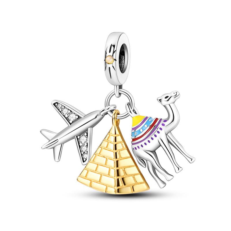 Copper Color Eiffel Tower Famous Attractions Series Charms Bead Fit 3Mm Original Bracelets Diy Jewelry Souvenir Gift