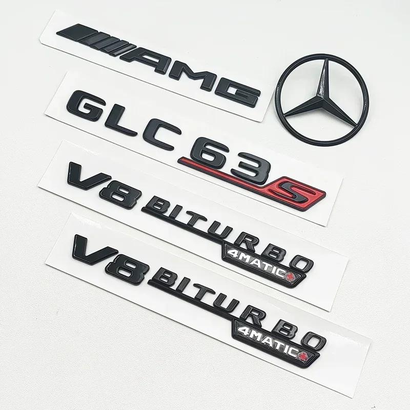 AFDO2 3D ABS Black GLC63S Logo Letters V8 BITURBO 4MATIC Badge Car Rear Star Sticker Trunk AMG Emblem For Mercedes Benz GLC AMG X253