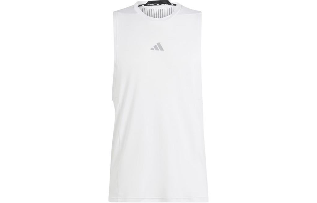 adidas Мужские майки Белые С круглым вырезом Умеренный прямой крой IS3709