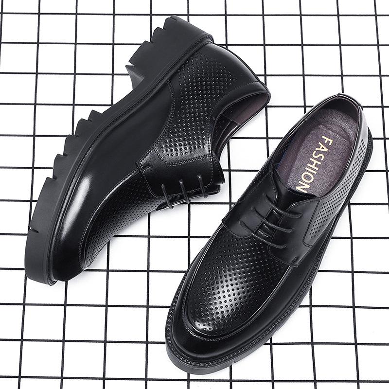 Fashion8 10 см Высокий каблук Туфли для мужчин 2024 Лето Осень Внутри Высокие Туфли Мужские Полые Деловые Мужские Туфли Из Коровьей Кожи