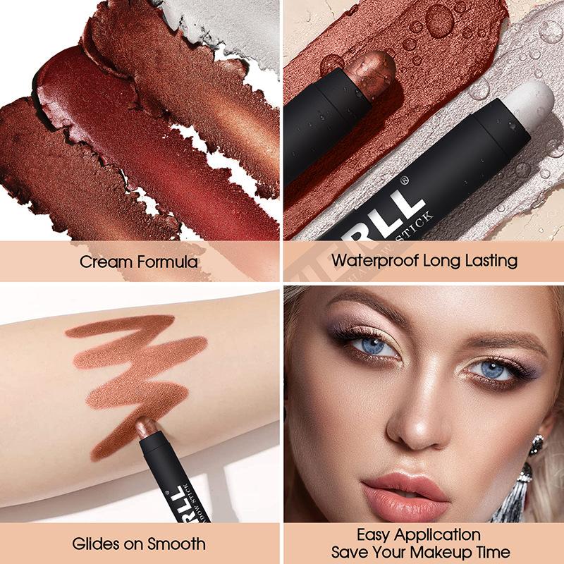 Тени-карандаш с металлическим блеском Водостойкие стойкие тени для век Кремовые карандаши для глаз цвета шампанского и коричневого Многофункциональный карандаш для теней для век Подводка для глаз с подсветкой