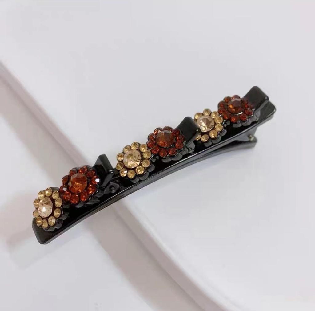 Rhinestones Braided Hair Clips For Girls Hairclip with 3 Flowers Hair Span With Crystalllume Women Hairpin Hair Accessories