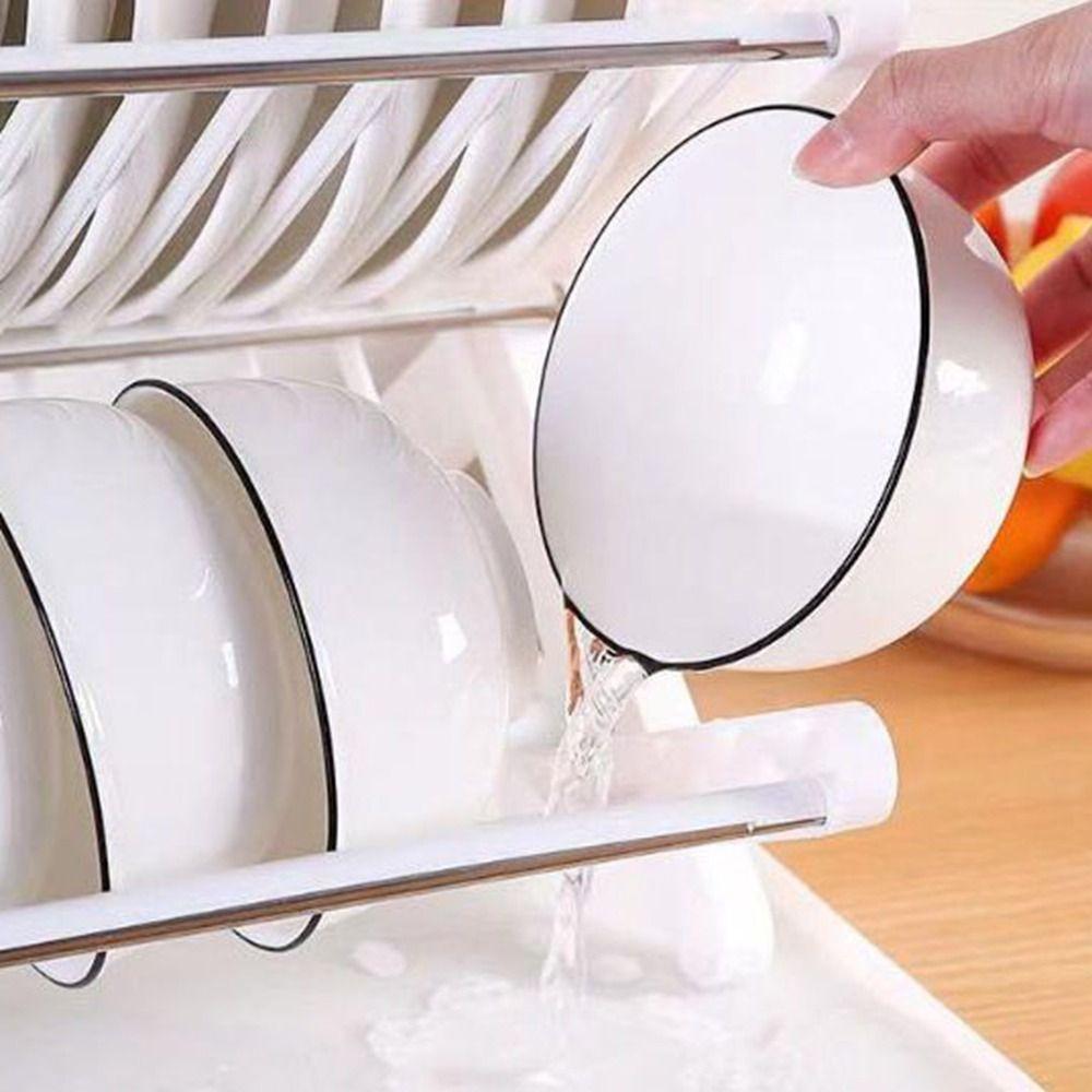 Пластиковая складная сушилка для посуды большой вместимости, держатель для сушки столовой посуды, сушка над раковиной