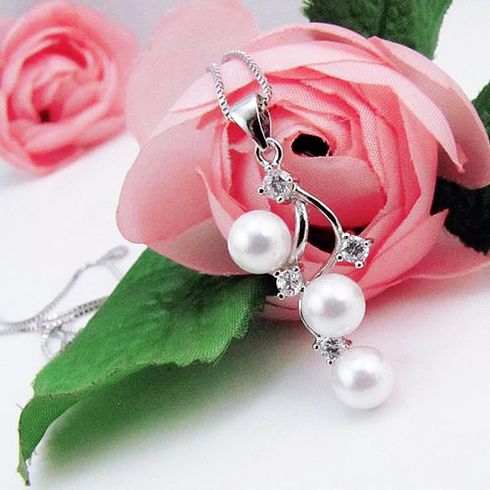 Women's Luxury Party Silver Jewelry 925 Sterling Silver Box Chain 43-46CM Freshwater Pearl Pendant Chokers Necklaces Noble Gift