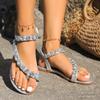 2025 New Ladies Shoes Open Toe Women's Sandals Crystal Daily Sandals Women Summer Plus Size Best Seller Flat Sandals