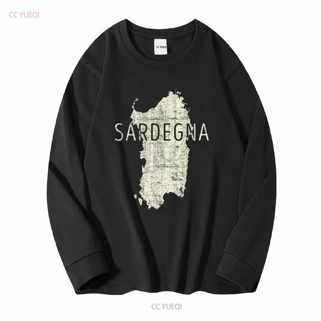 Сардиния Карта Word Art Sardegna Италия Сувенир Футболка Худи 101261 с длинным или коротким рукавом винтажный Стирка уличный стиль Удобный