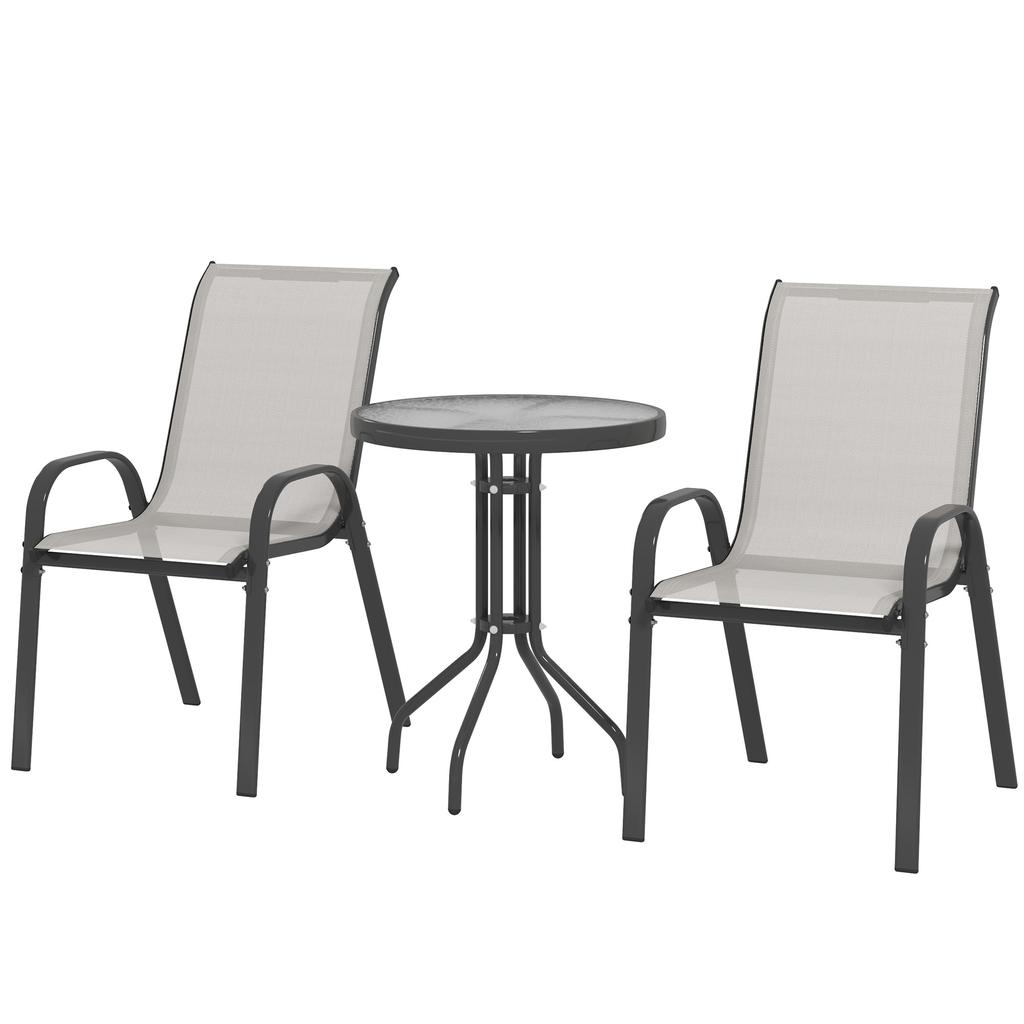Three-Piece Outdoor Garden Set - Light Grey