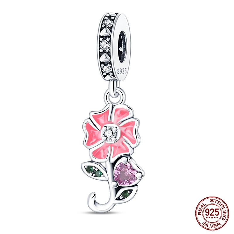 3MM 925 Bracelet 925 Sterling Silver Flower Bird Series Charms Bead For Women Fashion DIY Jewelry Gifts Making