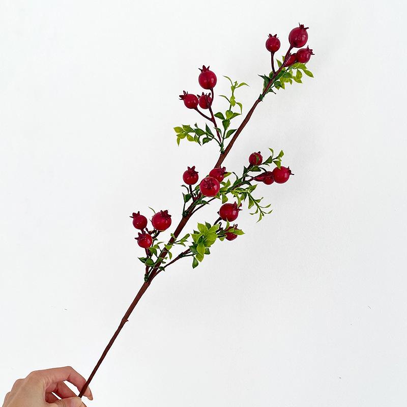 High-End Realistic Pomegranate and Berry Artificial Flower Branch for Decor